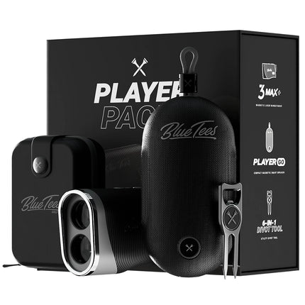 Blue Tees Golf Player Pack Go BU-B-PPGB-BK 2024 Golf Rangefinder Bundle w/ S3 Max Rangefinder