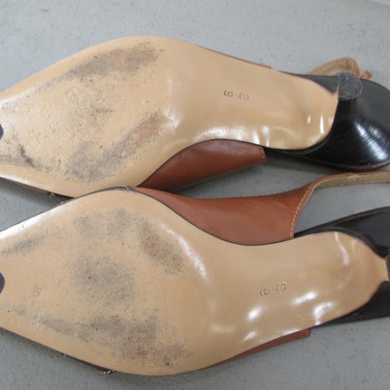 Coach A3429 Angelina Brown Leather Pointy toe Slingback Kitten Heels 6 B Shoes - ZeereeZ