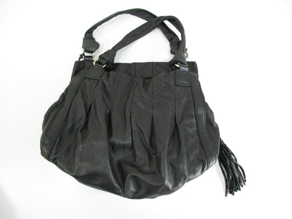 Cole Haan Lambskin Pleated Sash Black Leather Shoulder Bag - ZeereeZ