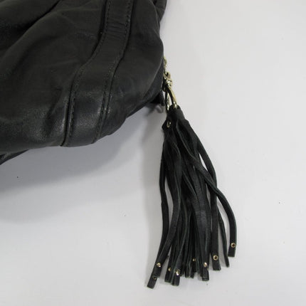 Cole Haan Lambskin Pleated Sash Black Leather Shoulder Bag - ZeereeZ