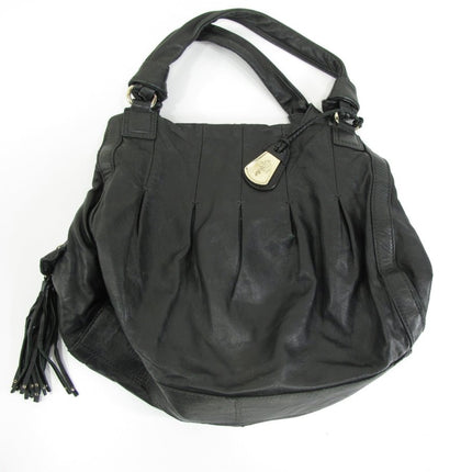 Cole Haan Lambskin Pleated Sash Black Leather Shoulder Bag - ZeereeZ