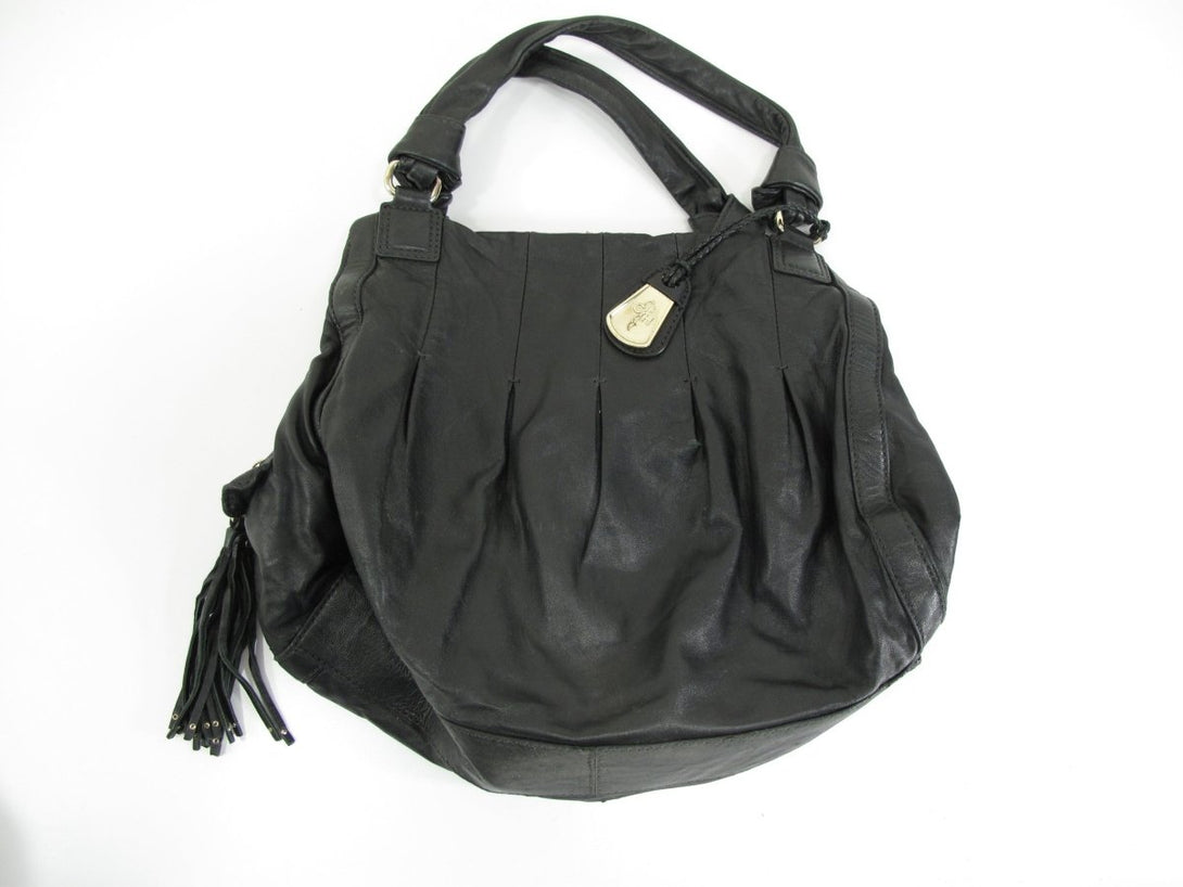 Cole Haan Lambskin Pleated Sash Black Leather Shoulder Bag - ZeereeZ