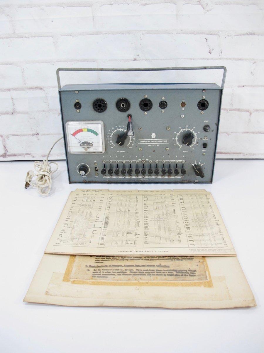 Commercial Trades Institute TC - 20 Vintage Vacuum Tube Tester with Charts - ZeereeZ