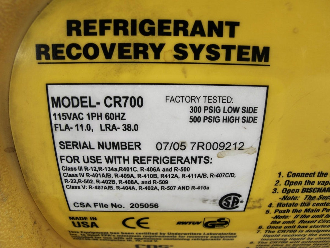 CPS CR700 Pro - Set HVAC Refrigerant Recovery Unit - ZeereeZ