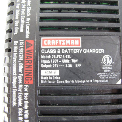 Craftsman 24LFC14 - ETL 24V Lithium Ion Trimmer Power Tool Battery Charger - ZeereeZ