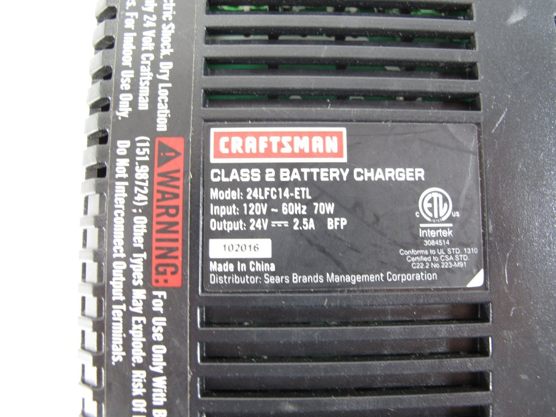 Craftsman 24LFC14 - ETL 24V Lithium Ion Trimmer Power Tool Battery Charger - ZeereeZ