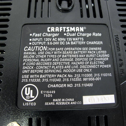 Craftsman Professional 315.110400 1 - Hour Charger Fast Battery Charger 9.6V - 24V - ZeereeZ