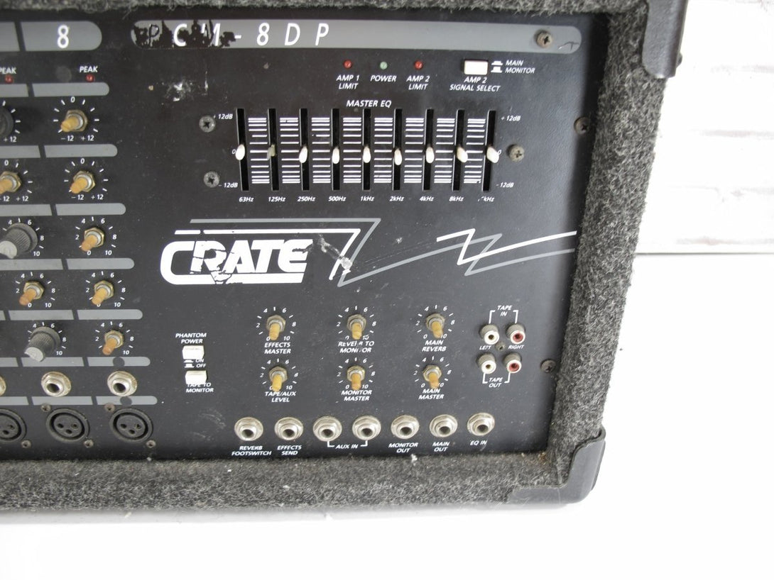 Crate PCM - 8DP 8 channel 200W Powered PA Mixer Head w/ Effects/ Phantom Power - ZeereeZ