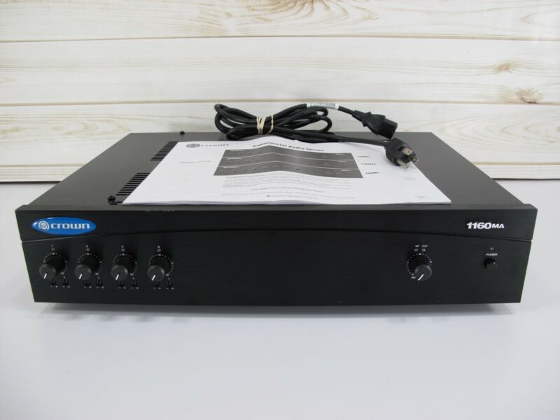 Crown 1160MA 4 Channel Mixer Amplifier 160 Watt Install Amp Mic Line CD 4/8 Ohm - ZeereeZ