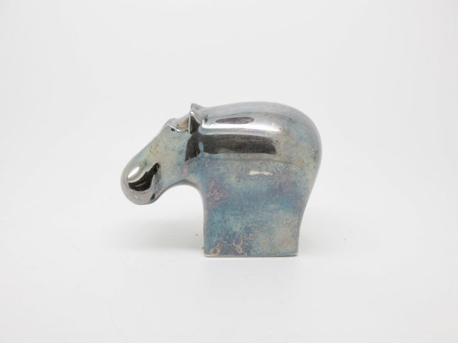 Dansk Design 1960s Scandinavian Silver Plated Hippo Vintage Figurine 2.5 Inch - ZeereeZ