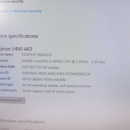 Dell Inspiron 5490 AIO i3 2.59GHz 8GB 1TB HDD Win 10 Home Touch All in One PC - ZeereeZ