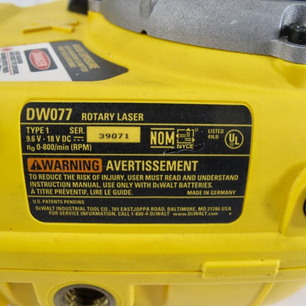 Dewalt DW077 Self Leveling Rotary Laser Construction Level With Remote - ZeereeZ