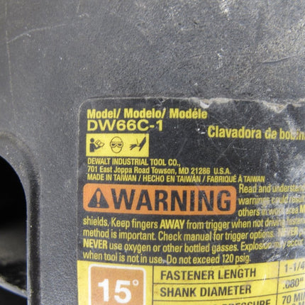 Dewalt DW66C - 1 Pneumatic 15 Degree Coil Siding and Fencing Nailer Nail Gun - ZeereeZ