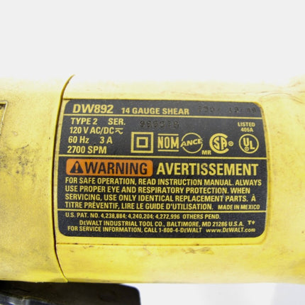 Dewalt DW892 14 Gauge 2700 SPM 3A Electric Sheet Metal Cutting Shear - ZeereeZ