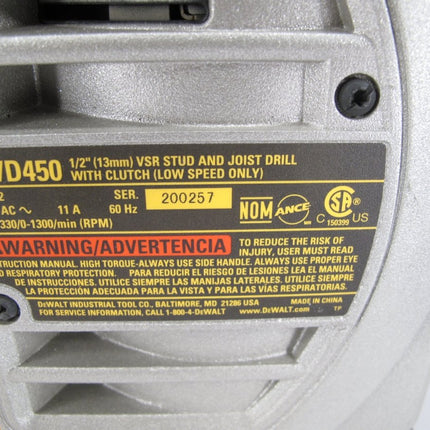 DeWALT DWD450 1/2"VSR Stud & Joist Drill with Mechanical Clutch Dual Speed - ZeereeZ