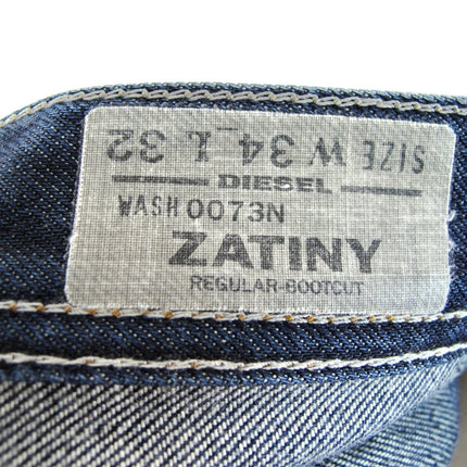 Diesel Zatiny Blue Jeans Denim Bootcut Wash 0073N Mens Button Fly Size 34 x 32 - ZeereeZ