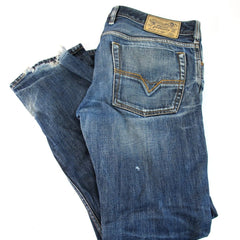 Diesel Zatiny Blue Jeans Denim Bootcut Wash 0073N Mens Button Fly Size 34 x 32 - ZeereeZ