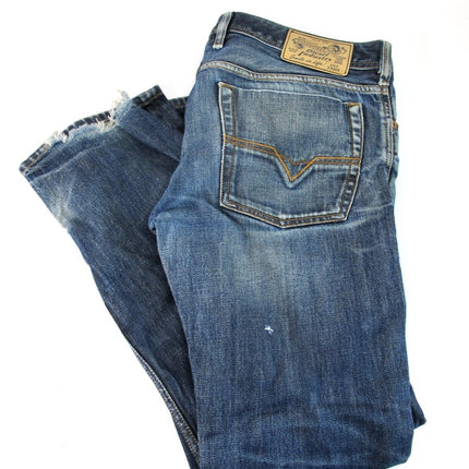 Diesel Zatiny Blue Jeans Denim Bootcut Wash 0073N Mens Button Fly Size 34 x 32 - ZeereeZ