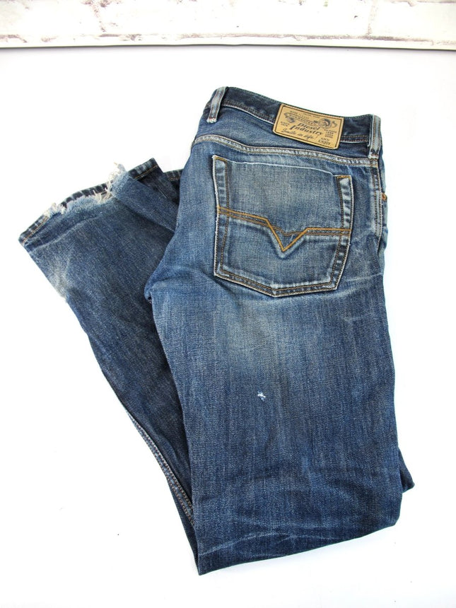 Diesel Zatiny Blue Jeans Denim Bootcut Wash 0073N Mens Button Fly Size 34 x 32 - ZeereeZ