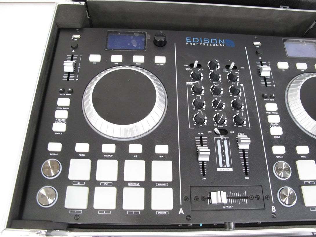 Edison Professional Scratch 3000 MkII Dual Deck DJ CD/MP3 Player w/ Case - ZeereeZ