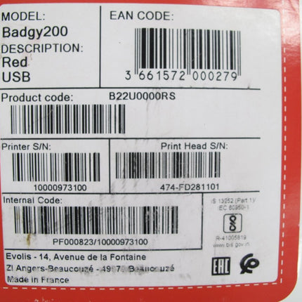 Evolis Badgy200 Single Sided Dye Thermal Transfer ID Card Printer - ZeereeZ