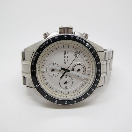 Fossil Chronograph Mens Watch with White Dial CH - 2574 Stainless Case & Band - ZeereeZ