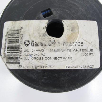 General Cable 7023708 2/C 24awg Blue/White Cross Connect Wire 1000' CCW - 242 - PC - ZeereeZ
