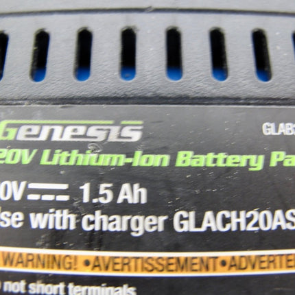 GENESIS GLAB20A 20 Volt 2.0ah Lithium - ion Power Tool Rechargeable Battery - ZeereeZ