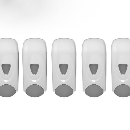 Genuine Joe Foam Soap Dispenser - Manual - 1.06 Quart - Gray, White Lot of 5 - ZeereeZ