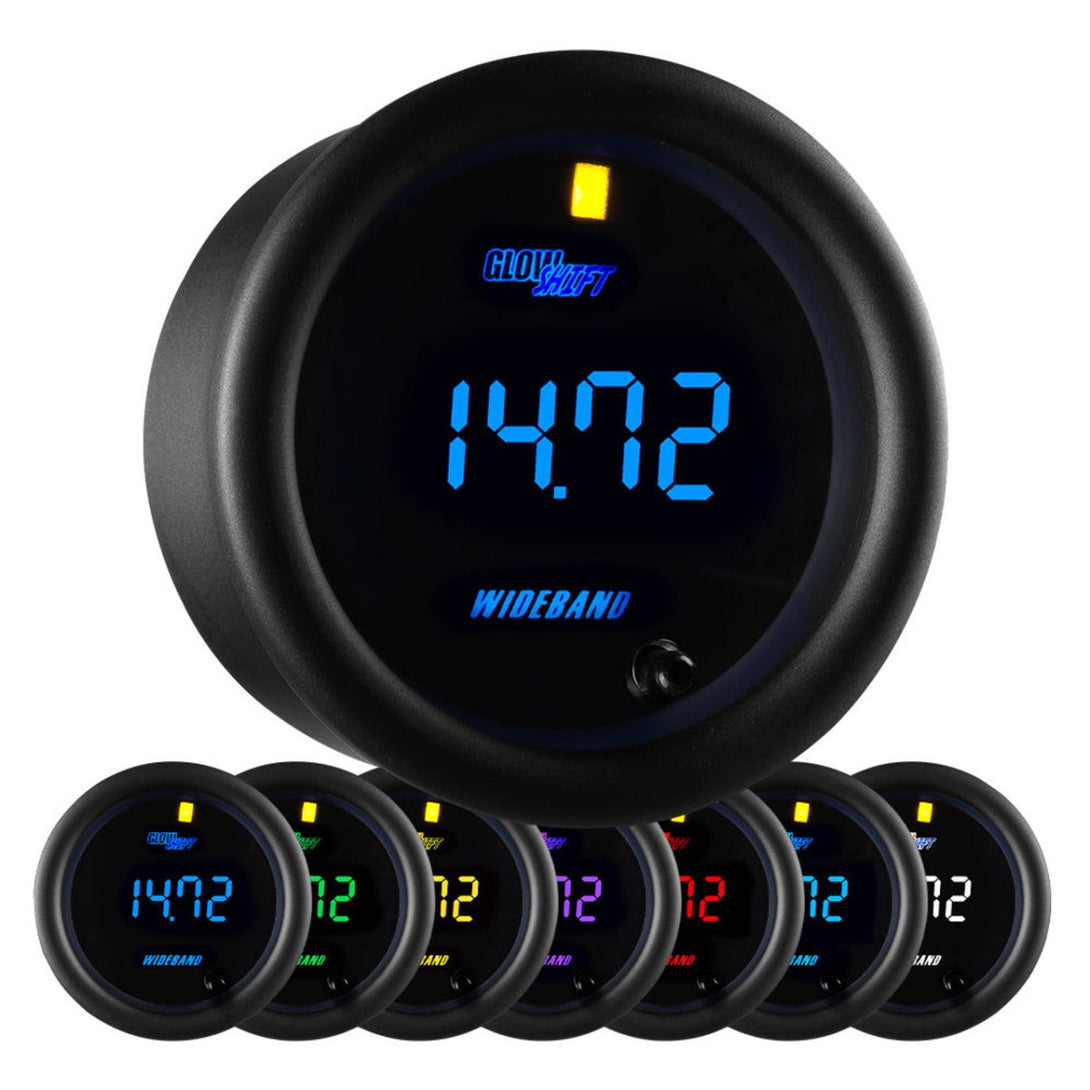 GlowShift Wideband Black 7 Color Analog E85 Air/Fuel Ratio Gauge w Data Logging - ZeereeZ