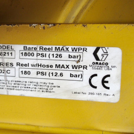 Graco 238211 350 Series 40 Foot 180 PSI Lubrication Hose Reel - ZeereeZ