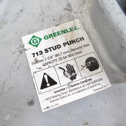 GREENLEE 713 2 - 5/8” Diameter Hole Capacity 20ga Plumber Stud Punch - ZeereeZ