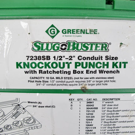 Greenlee 7238SB Slug Buster Knockout Punch Set 1/2in - 2in Conduit w/ Case - ZeereeZ