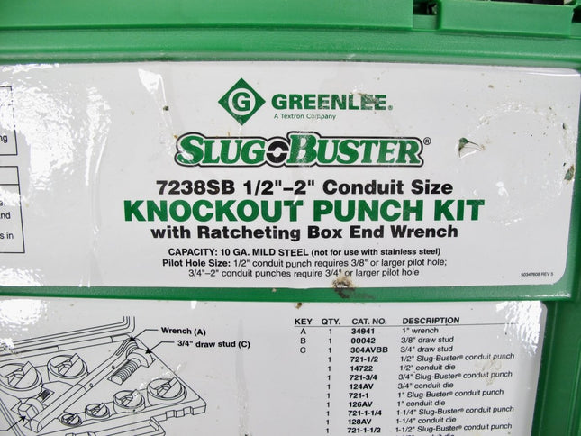 Greenlee 7238SB Slug Buster Knockout Punch Set 1/2in - 2in Conduit w/ Case - ZeereeZ