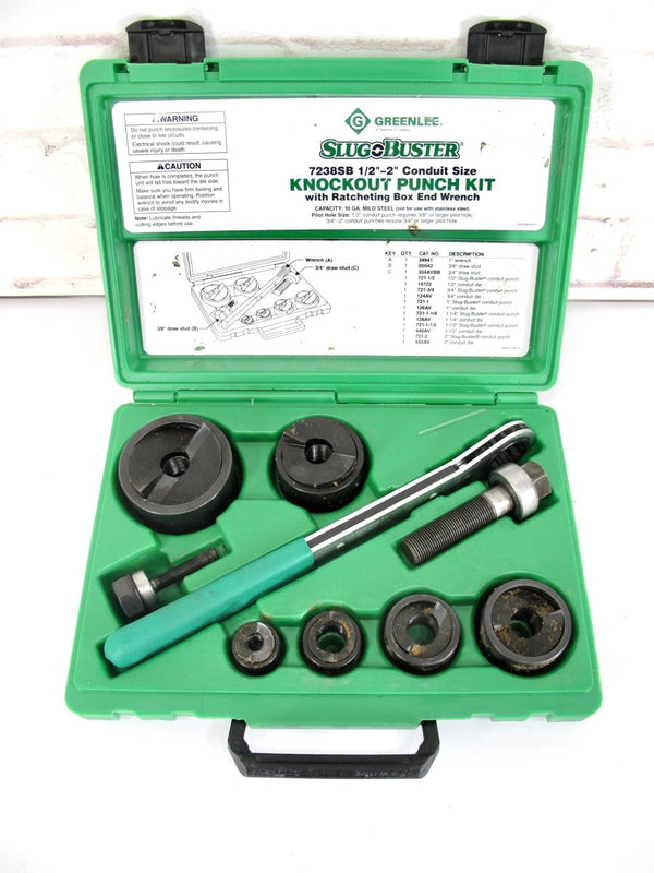 Greenlee 7238SB Slug Buster Knockout Punch Set 1/2in - 2in Conduit w/ Case - ZeereeZ