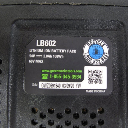 Greenworks Pro 60v HC Optimized 2.0ah Lithium MAX Battery LB602 Fits 40+ Tools - ZeereeZ
