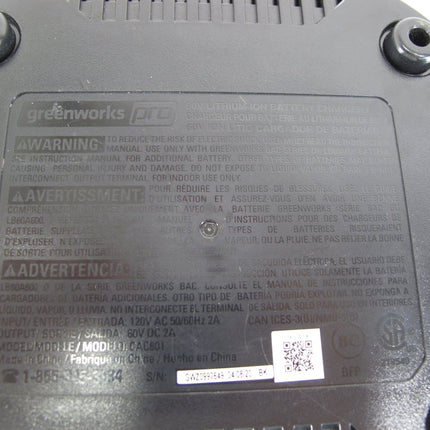 Greenworks Pro CAC801 60V DC 2A Lithium - Ion Batery Charger 120V AC 50/60Hz 2A - ZeereeZ