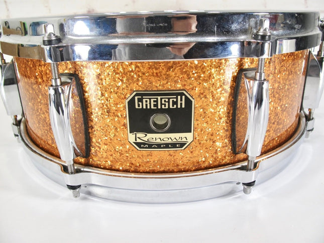 Gretsch Renown Maple Deep Inca Gold Sparkle Snare Drum 14 x 5.5 - ZeereeZ