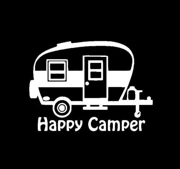 Happy Camper Retro Camper Window Vinyl Decal - ZeereeZ