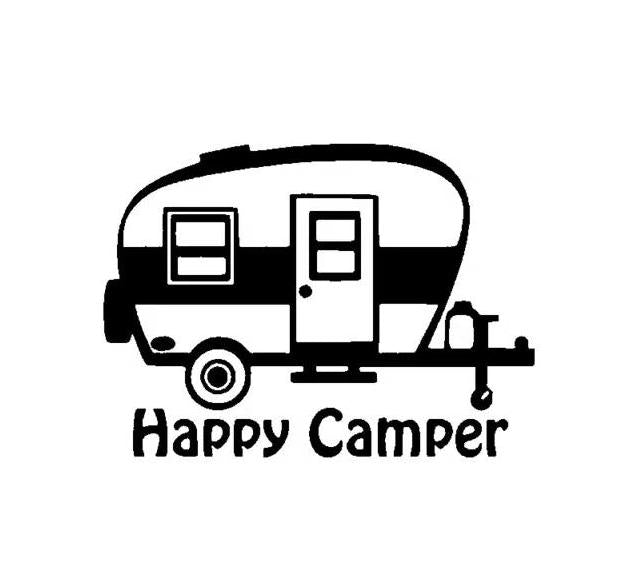 Happy Camper Retro Camper Window Vinyl Decal - ZeereeZ