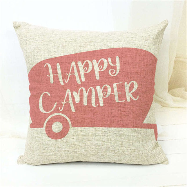 Happy Camper Retro Vintage Pillow Sham Cushion Cover - ZeereeZ