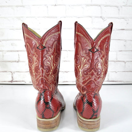 Henley 9.5 Mens Red Leather Calf Height Cowboy Boots - ZeereeZ