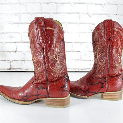 Henley 9.5 Mens Red Leather Calf Height Cowboy Boots - ZeereeZ