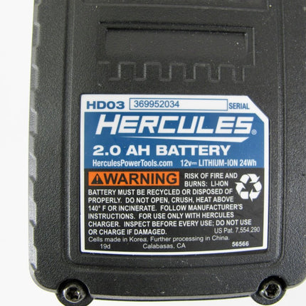 Hercules HD03 12V Lithium - Ion 2.0 AH Compact Lightweight Battery - ZeereeZ