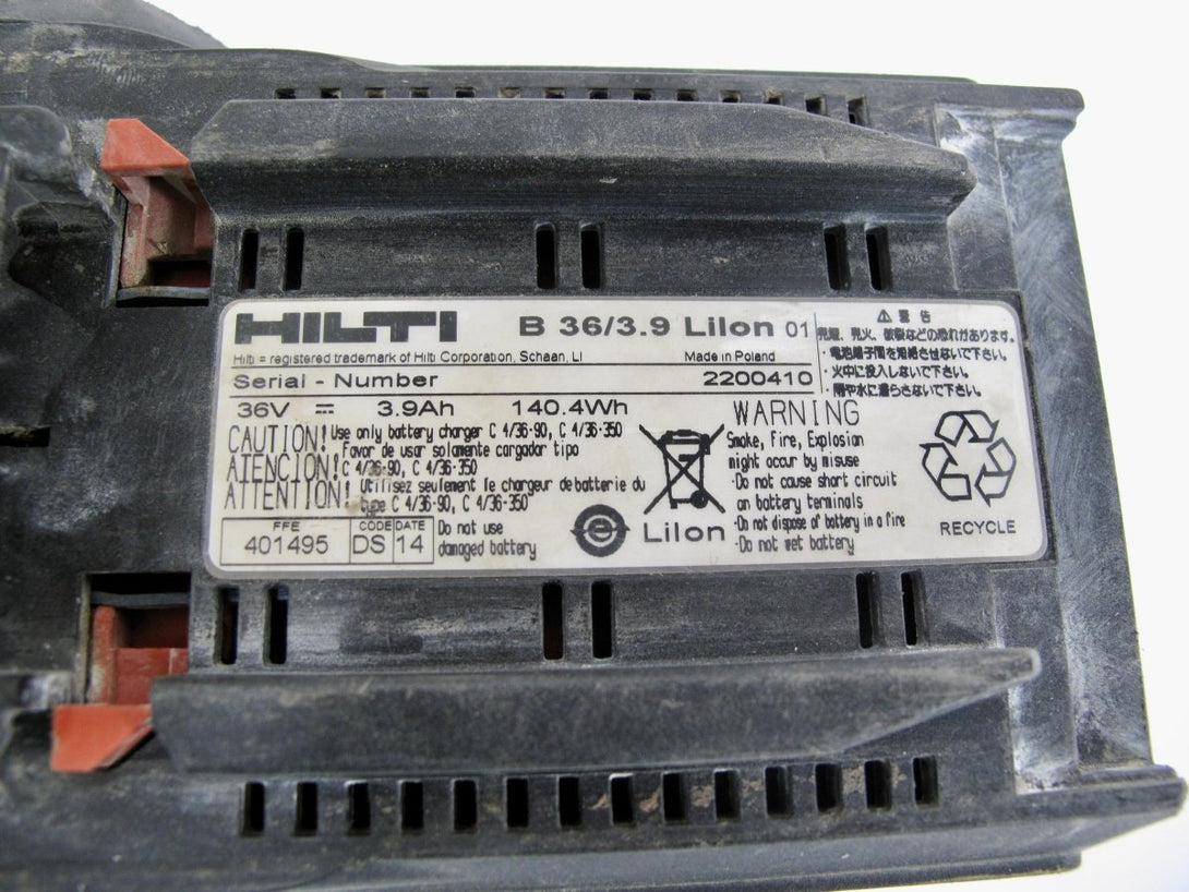 Hilti B36/3.9 36 Volt 3.9 Amp LI - ION Lithium Ion 36V Battery 3.9AH - ZeereeZ