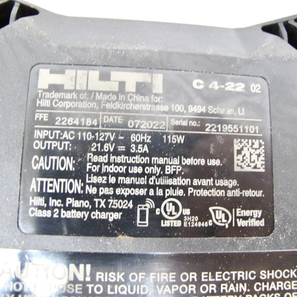 HILTI C4 22 NURON Fast Compact Lithium Ion Power Tool Battery Charger - ZeereeZ