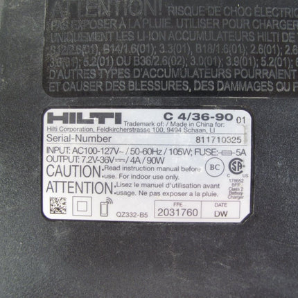 Hilti C4/36 - 90 Compact Lithium - Ion Battery Charger 120V for 12 - 36 Volt - ZeereeZ