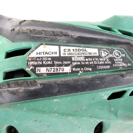 Hitachi CR18DGL 18V Lithium - Ion 3300 SPM Reciprocating Saw, Bare Tool - ZeereeZ