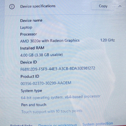 HP 14fq0080nr AMD 3020e 1.2GHz Win 11 64GB Radeon Laptop Computer - ZeereeZ