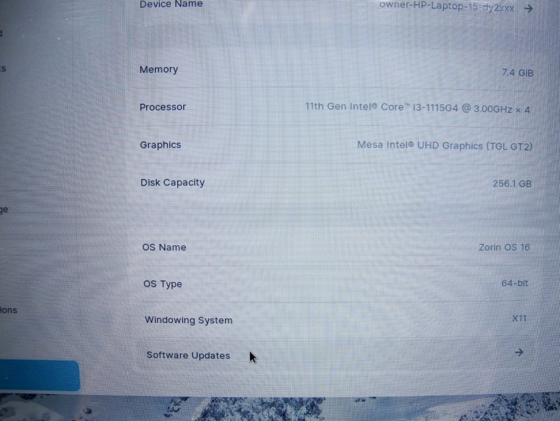 HP 15 - dy2132wm 15” 11th Gen i3 3 GHz 256GB SSD 8GB Zorin OS Touch Computer - ZeereeZ